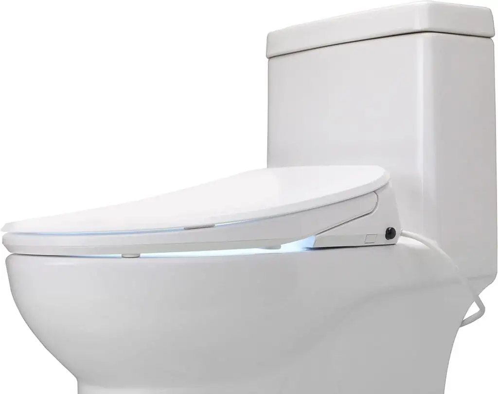 ALPHA BIDET UX Pearl Bidet Toilet Seat in Elongated White | Ultra Low Profile | Endless Warm Water | Arced Stainless Steel Nozzle | LED Nightlight | Dryer | Deodorizer | 3 Year Warranty