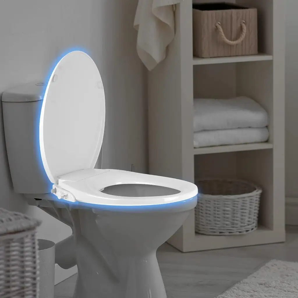 Bidet Toilet Seat Elongated,Non-Electric Bidet Seat,Toilet Water Spray,Bidet Attachment for Toilet Dual Nozzle with Self Cleaning, Adjustable Water Pressure, White - Slow Close Toilet Cover