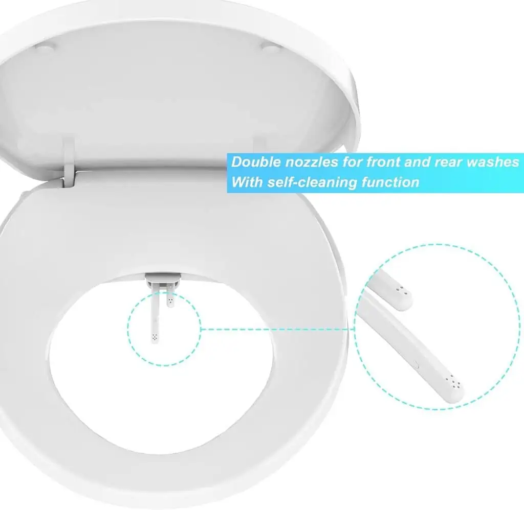 Bidet Toilet Seat, Premium Non-Electric Elongated Bidet Toilet Seats with Dual Nozzle, Easy to Install and Use, Perfect for Personal Hygiene and Comfort(Fits Elongated Toilets, White)