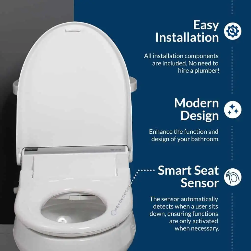 Bio Bidet Bliss BB2000 Elongated White Smart Toilet Seat, Premier Class, Unlimited Warm Water, Vortex Wash, Bidet Seat w /Remote Control