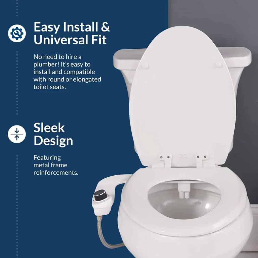 Bio Bidet by Bemis SlimEdge 2-Pack of Freshwater Attachments, White, Non-Electric, Easy Install Bidet Toilet Seat, 2 Count