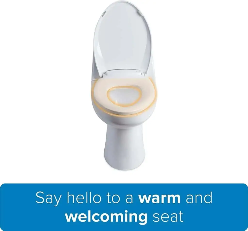 Brondell LS60-RW LumaWarm Heated Toilet Seat with Night Light, Three Temperature Settings, Gentle Close Lid, Easy Installation, Built-In Controls, Round, White