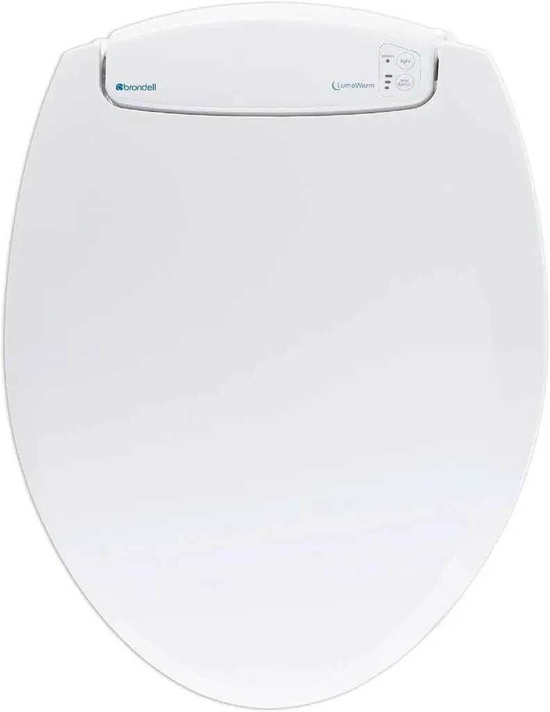 Brondell LS60-RW LumaWarm Heated Toilet Seat with Night Light, Three Temperature Settings, Gentle Close Lid, Easy Installation, Built-In Controls, Round, White