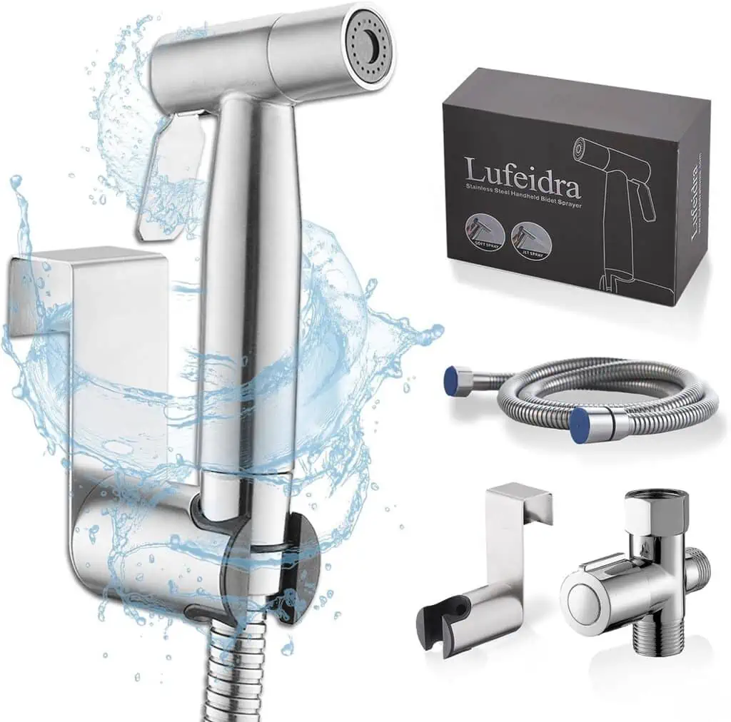 Handheld Bidet Sprayer for Toilet-Adjustable Water Pressure Jet Sprayer for Feminine Wash, LUFEIDRA Stainless Steel Bidets for Existing Toilets Muslim Shower Cloth Diaper Sprayer Bidet Attachment