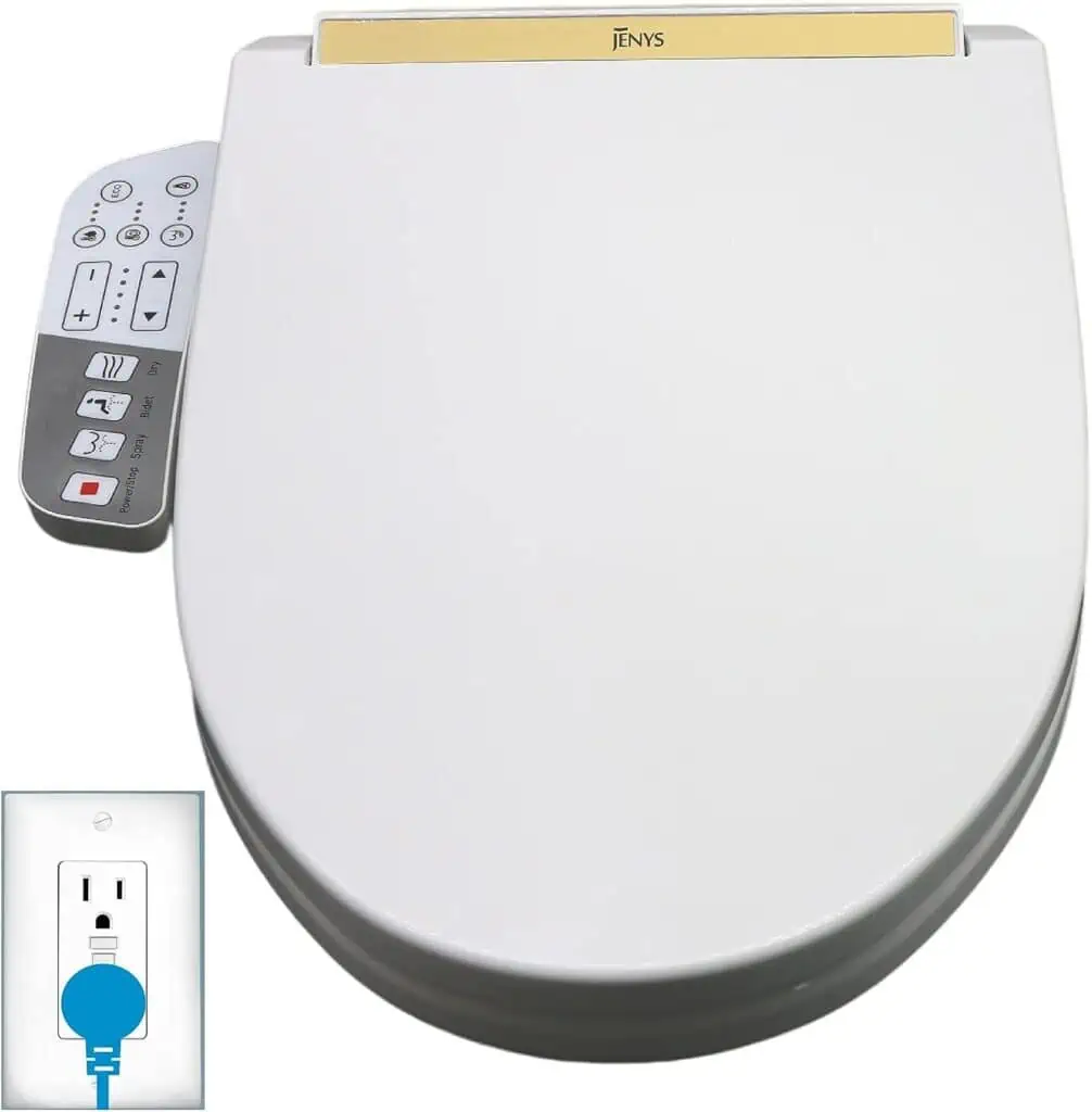 Jenys Smart Electric Heated Bidet Toilet Seat Elongated, Heated Toilet Seat Plug-in Bidet With Dryer And Warm Water, Stainless-steel Nozzle, Nightlight, Oscillation  Pulse(Side Key)